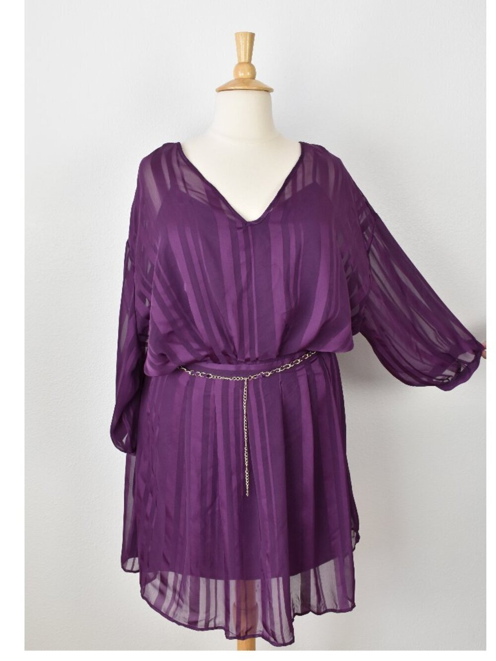 Ashley Stewart Stripe Chain Belt Dress NEW - 26